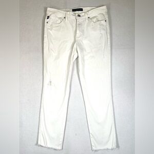 ROCK & REPUBLIC Women’s Berlin White Distressed Skinny Mid Rise Jeans 10 Stretch